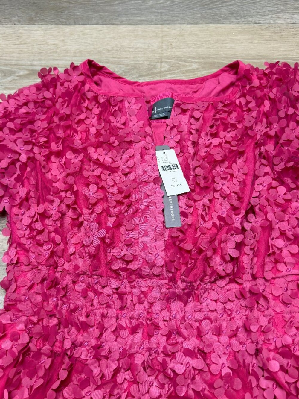 Anthropologie The Somerset Mini Pink Dress Floral Appliqué Edition Small P - Picture 5 of 12